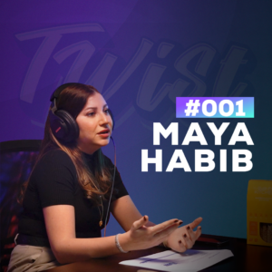 Elie Charbel interviewing Maya Habib about her startup journey on The Twist Podcast